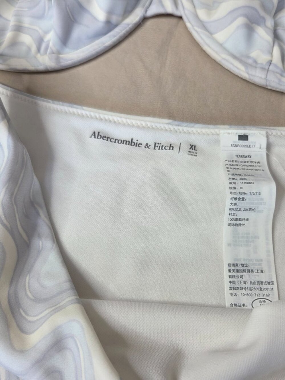 Abercrombie & Fitch NWT Bikini Set Wave Print Underwire Top + Moderate Bottom XL - Picture 14 of 15